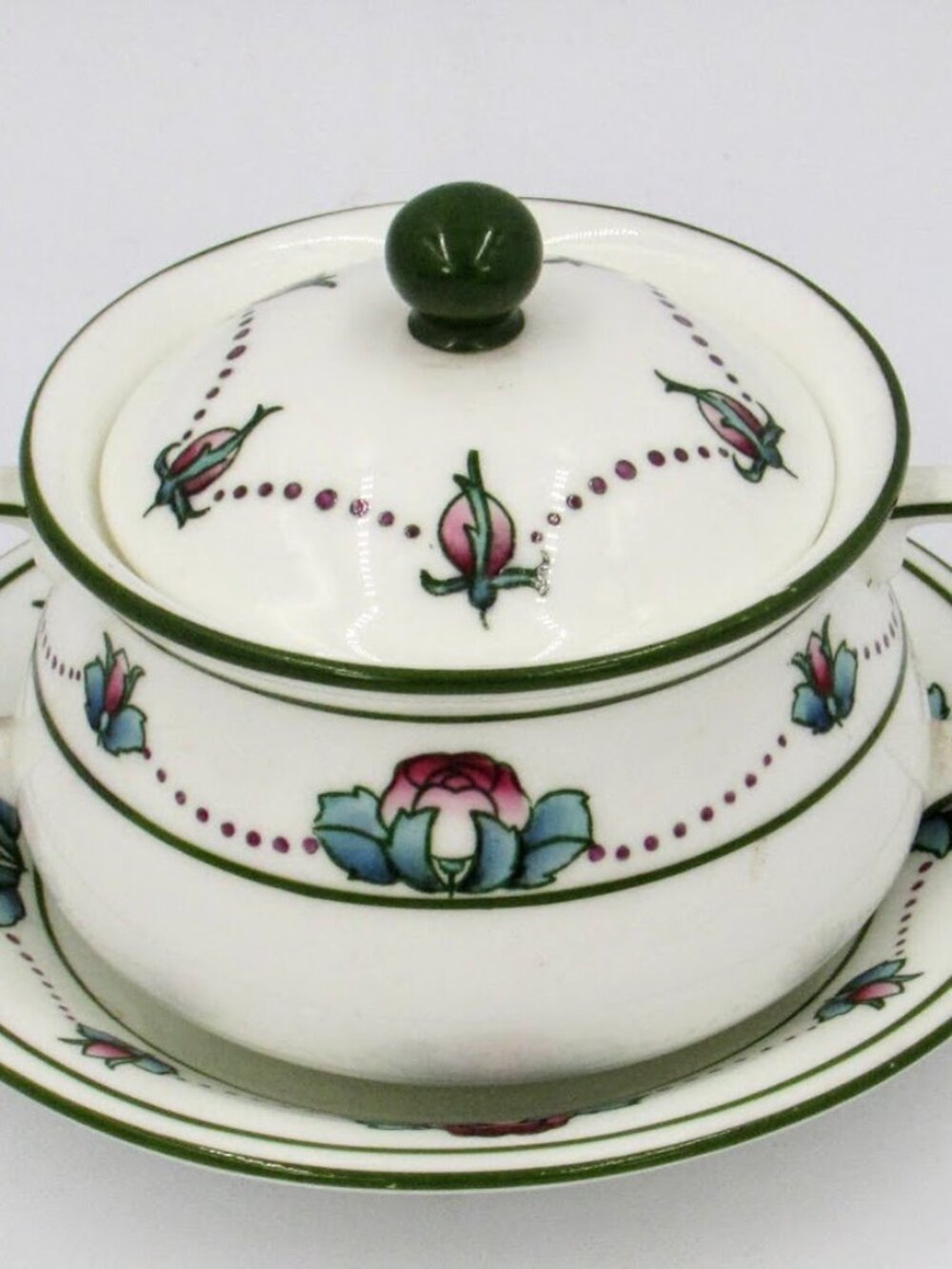 Vintage Cauldon Early English Sugar Bowl Set Made for Burley & Co Chicago Rose